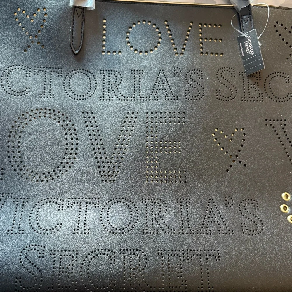 New black lazer cut heart tote Victoria's Secret